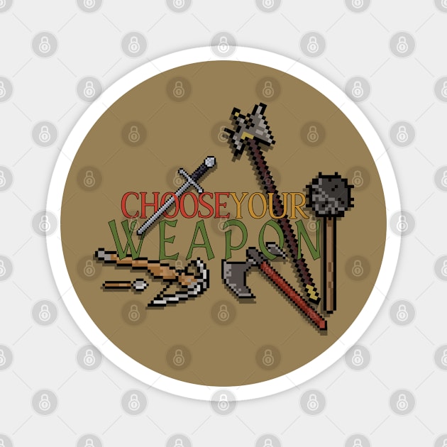 Pixel Medieval Weapons: Choose Your Weapon Magnet by Fun Funky Designs